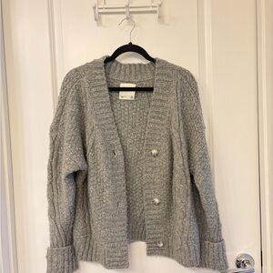 Abercrombie & Fitch Cable Knit Gray Button-Front Women's Cardigan